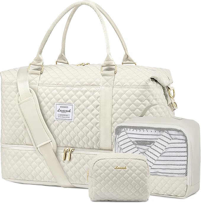 LOVEVOOK Travel Duffle Bag,Weekender Bags for Women with Shoe Compartment，Carry on Overnight Bag with Toiletry Bag,Gym Duffel Bag with Wet Pocket, Hospital Bags for Labor and Delivery