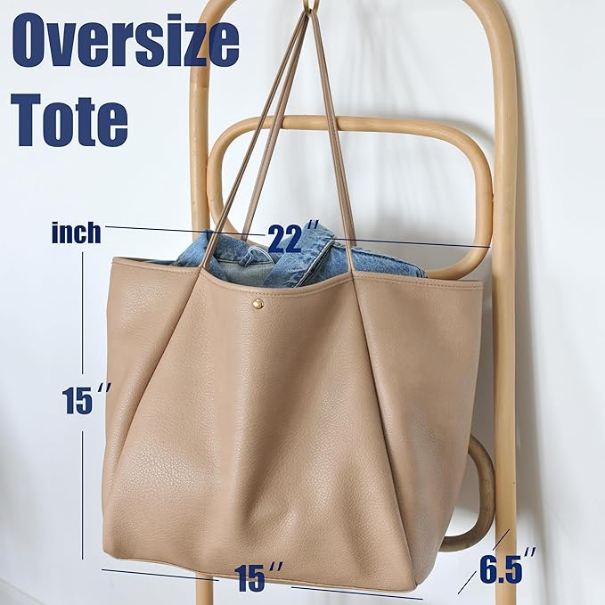 Oversize Pu Leather Tote Women Weekender Bag Shopper Handbag Travel Purse