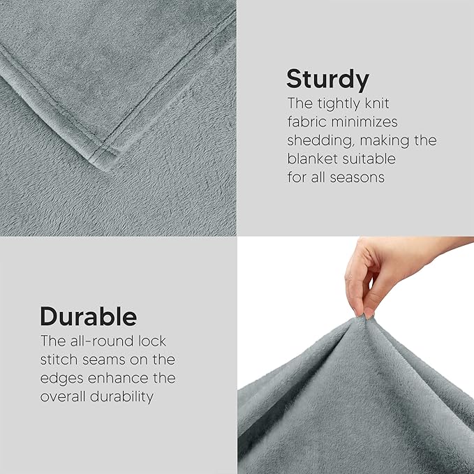 Utopia Bedding Fleece Blanket King Size Ash Grey 300GSM Luxury Fuzzy Soft Anti-Static Microfiber Bed Blanket (90x102 Inch)