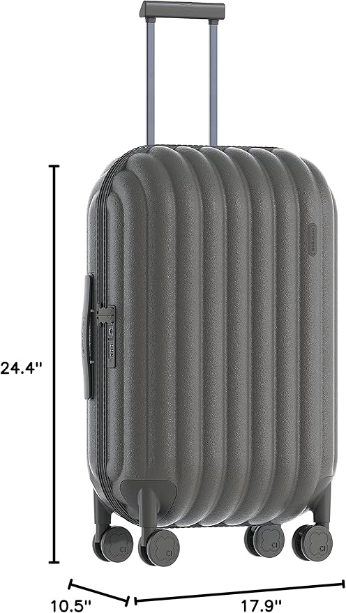 artrips Checked Luggage 24 Inch, Lightweight Hard Shell Suitcase with Spinner Wheels, Medium Travel Suitcase for 4–7 Day Trips, Grey