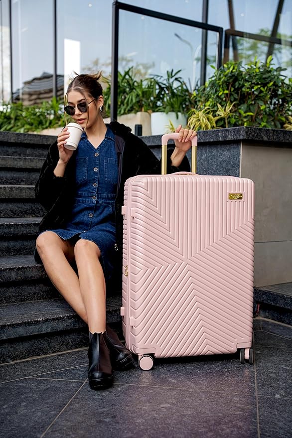 Jessica Simpson Abilene 28" Expandable 8-Wheel Spinner Large Checked Luggage Suitcase, Elderberry
