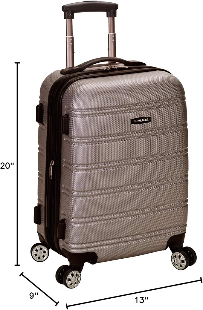 Rockland Melbourne Hardside Expandable Spinner Wheel Luggage, Silver, Carry-On 20-Inch