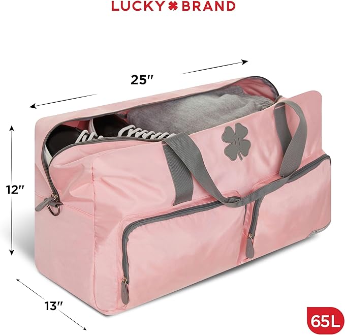 Lucky Travel Duffel Bags 65L, Gym Bag, Travel Bag & Large Duffle Bag for Men, Foldable Overnight Weekender Bags for Women & Men with Adjustable Shoulder Strap, Bridal Rose