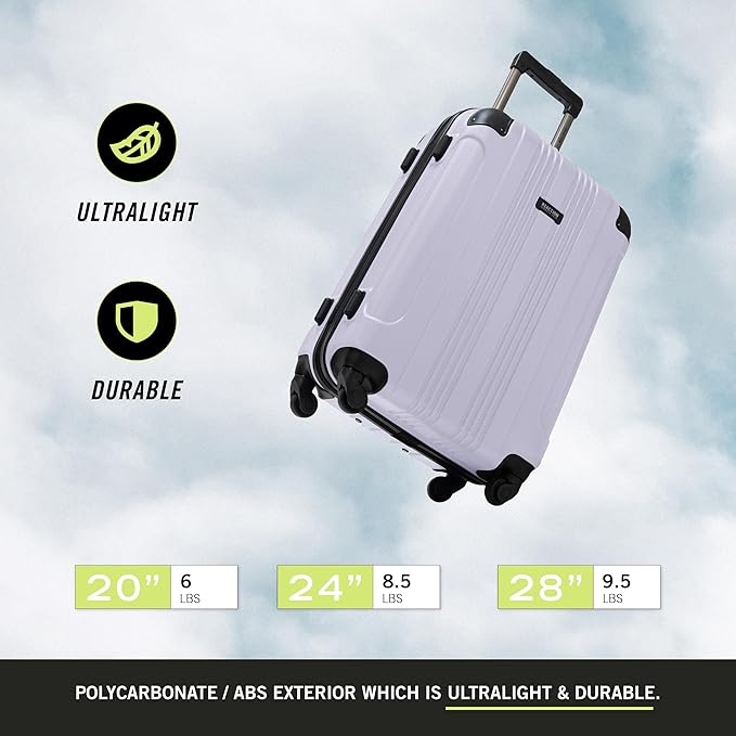 Kenneth Cole REACTION Out of Bounds Lightweight Hardshell 4-Wheel Spinner Luggage, Lavender, 2-Piece Set (20" & 28")