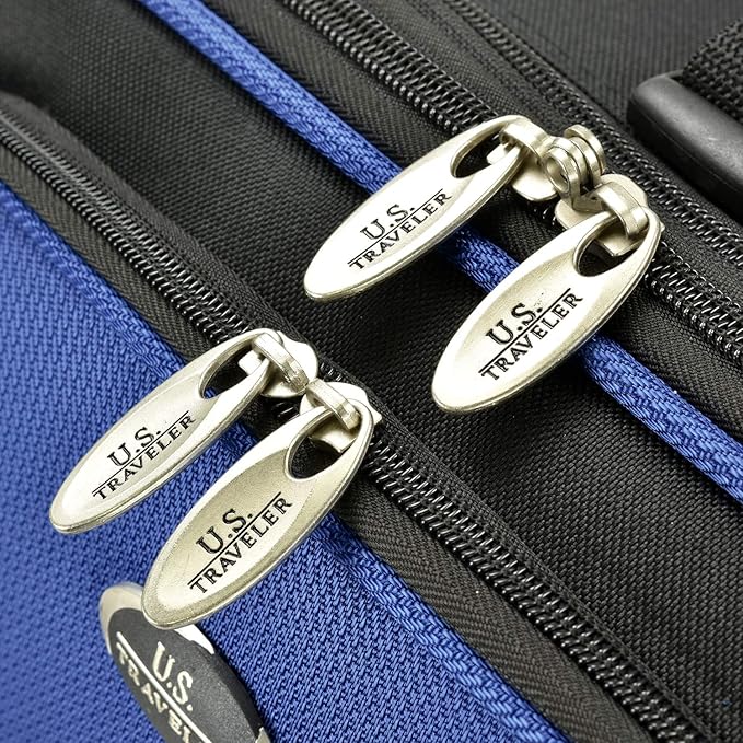 U.S. Traveler New Yorker Lightweight Expandable Rolling Luggage, Blue, 4-Piece Set