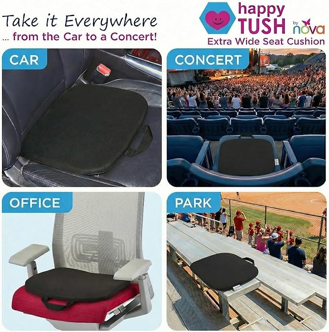 NOVA Extra Wide Cooling Gel Seat Cushion 17” x 18” – Breathable Honeycomb Design for Pressure Relief, Non-Slip Chair Pad with Handle for Office Chair, Car & Wheelchair