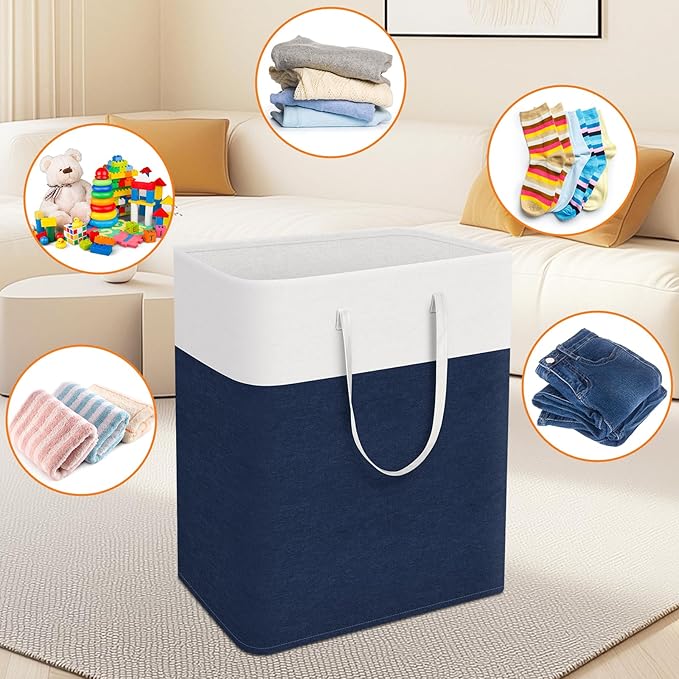 laundry basket 3-Pack, laundry hamper, Hamper with handles, collapsible laundry baskets, Waterproof dirty clothes hamper, Towel Storage for Home or Dorm, 125L-Blue