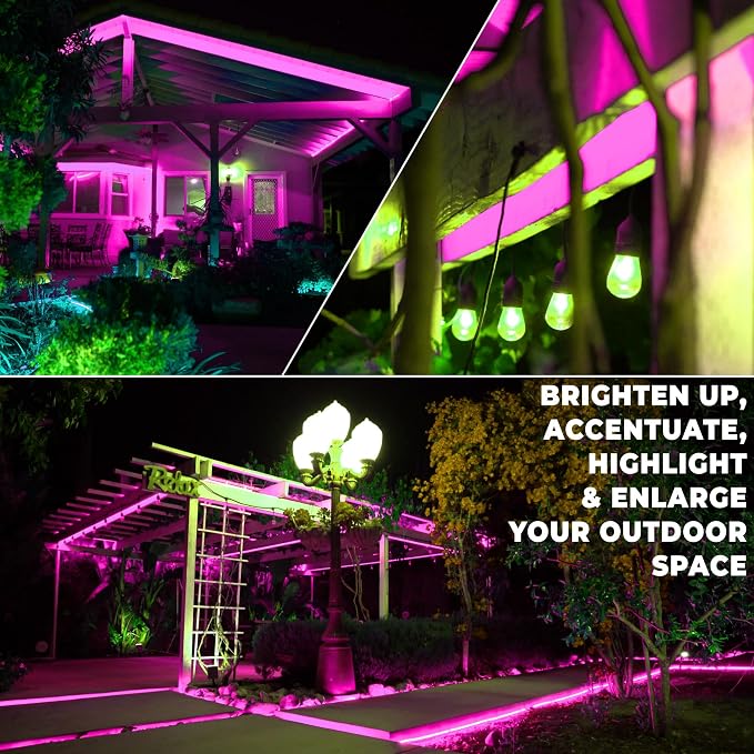 288LEDs, 25ft LED Outside Rope Lights, Waterproof Permanent Outdoor ETL Certified Connectable Clear Tube, Christmas Palm Tree Holiday Decorative Landscape Patio Accent Lighting - Pink