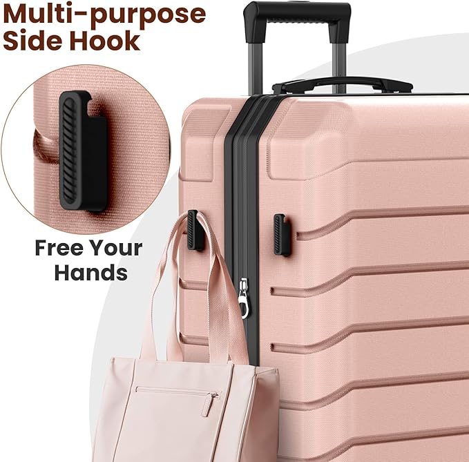 Luggage Sets 3 Piece, Hardside Carry On Suitcase with Spinner Wheels, Lightweight Durable Luggage for Travel | TSA Lock, Expandable Suitcase Set for Men and Women（20/26in） (Rose Gold)