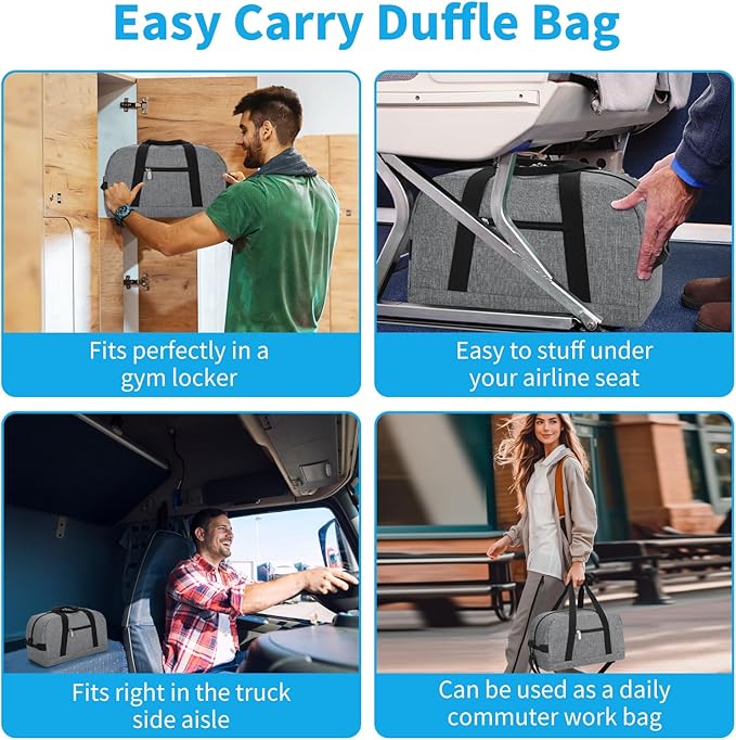 Small Gym Bag 14 inch lightweight Carry On Mini Duffel Bag for Travel Sport - light Grey