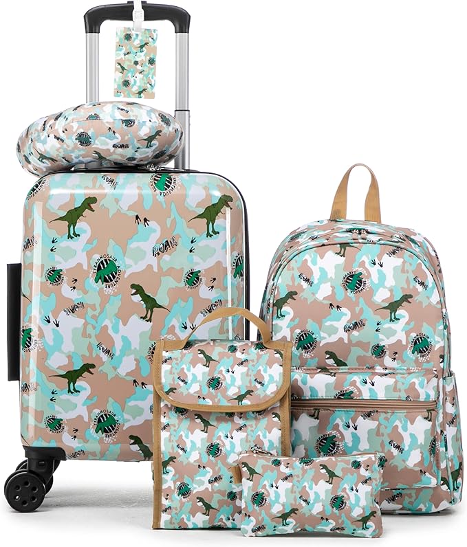Kid’s Luggage Set 6 Piece Suitcase Set 16’’ Hardside Luggage with Spinner Wheels Girls Boys Carry on Luggage Travel Rolling Luggage Airline Approved