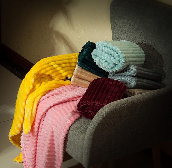 NTBAY Flannel Fuzzy Toddler Blanket, Fluffy Warm and Lightweight Reversible Stripes Design Baby Plush Blanket, 30x40 Inches, Dark Green