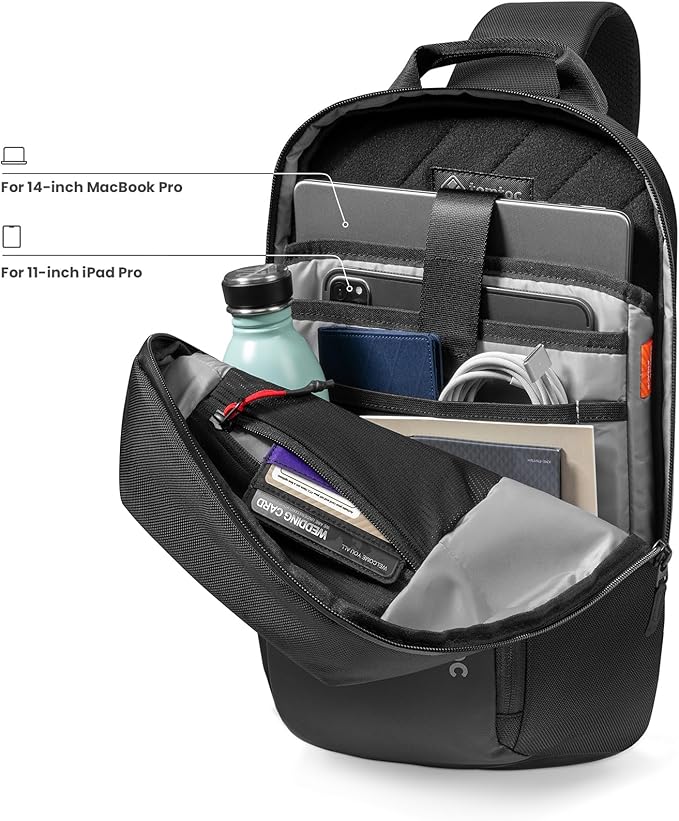 tomtoc 7L Sling Backpack Crossbody Bag for Men Women, EDC Daypack Chest Shoulder bag for 14-inch MacBook Pro M5 Pro/Max, 13" MacBook Air/Neo, 13" iPad Air M4/Pro M5, Organized, Daily Use, Work, Travel