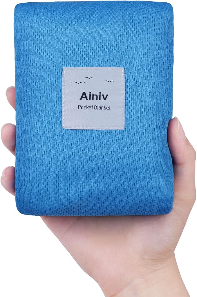 Ainiv Picnic Blanket, Mini Pocket Beach Mat 78.8 x 82.7IN (5-7 People) Foldable, Lightweight Waterproof Sand Free, Foldable Thin Ground Sheet for Outdoor Camping Hiking Travel - with Hand Strap
