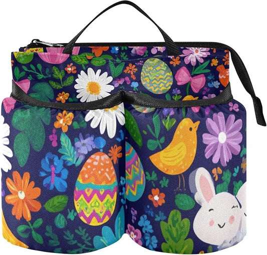 Easter Daisy Rabbit Birds Eggs Luggage Cup Holder Travel Portable Free Hand Drink Carrier Suitcase Drinks Beverage Holder Carry-On Bottle Mug Holder Organizer Bag Travelers Accessories