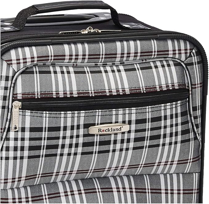 Rockland Fashion Softside Upright Luggage Set, Expandable, Black Plaid, 2-Piece (14/19)