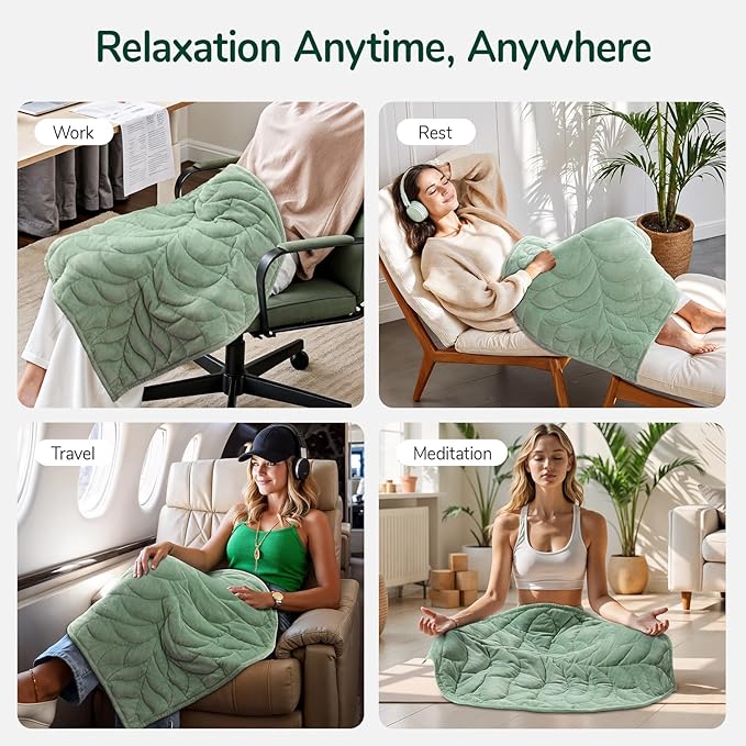 Kaisa Weighted Blanket for Adults (5 lbs,23"x29"), Soft Heavy Blanket Machine Washable, Small Size Weighted Blankets with Glass Beads for Couch and Bed, Sage Green