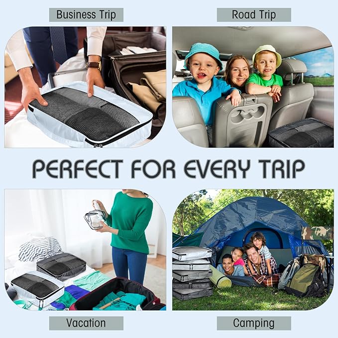 5 Pcs Packing Cubes for Suitcase Large Travel Cubes Carry on Luggage Organizer Bags for Clothes Accessories(L,Gray)