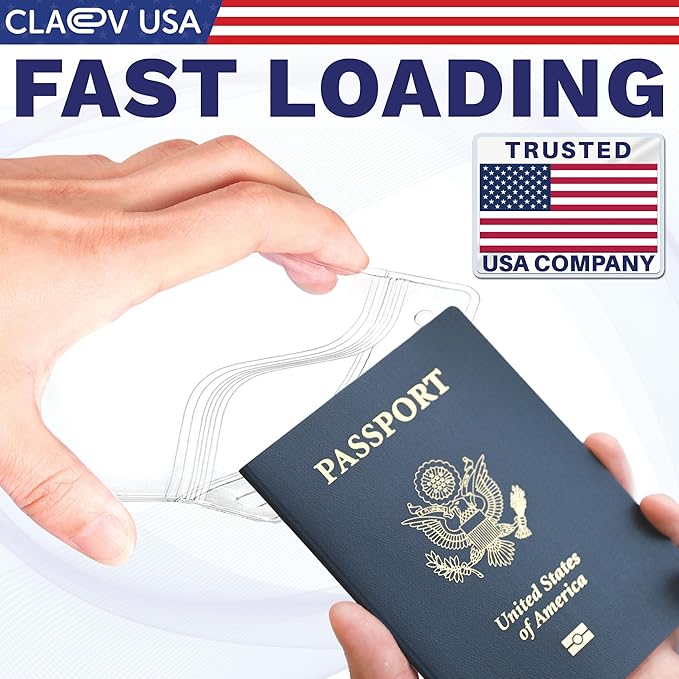 Claev Fast Seal Vertical 4x6 Passport & Card Holders (4x6 Extra Large (XXL), 100 Pack), Clear Waterproof ID Plastic Name Card Badge Holders for Travel, Conferences, Conventions