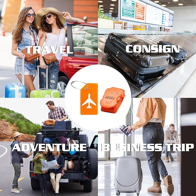 Luggage Straps with TSA Combination Lock and Luggage Tags Set, Luggage Straps for Suitcases - Portable Suitcase Straps and Luggage Belt