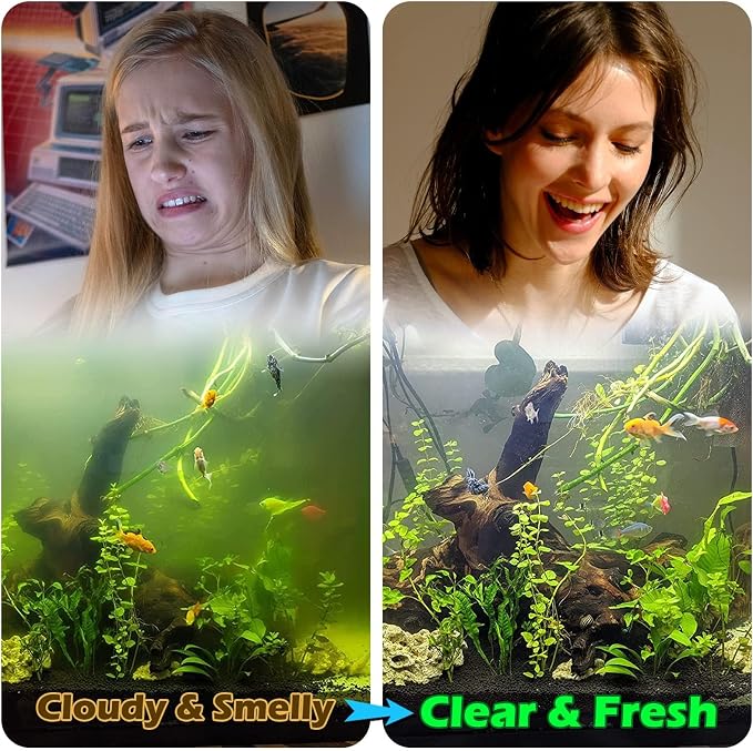 2 Pack Aquarium Light 11W for 100-300 Gallon Submersible Clean Green Lamp for Cloudy Water and Green Water Fish Tank Pond Pools Fountains Crystal Clear