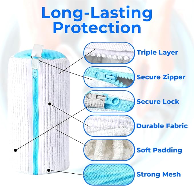 Shoe Washing Machine Bag, 2 Pack XXL Laundry Bag for Washer & Dryer, Mesh Sneaker Wash Cleaner, Heavy Duty Zipper, Protects Shoes & Machine, Reusable