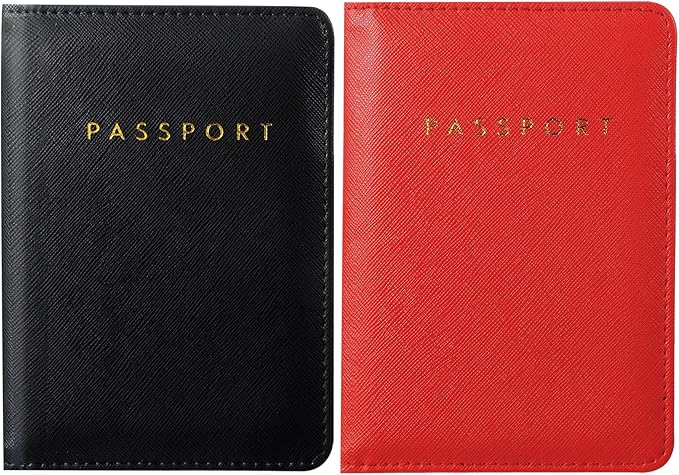 2 Pcs Passport Cover Holder for Travel Waterproof Leather Passport Wallet Case Book Travel Cruise Essentials for Women Men | 2 Pieces, Bridal, Holder, Waterproof, Holder Covers, Travel Wallet