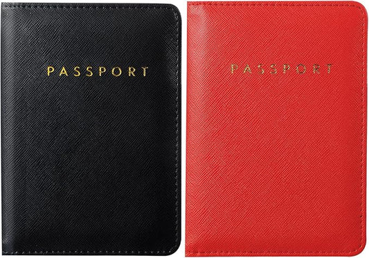 2 Pcs Passport Cover Holder for Travel Waterproof Leather Passport Wallet Case Book Travel Cruise Essentials for Women Men | 2 Pieces, Bridal, Holder, Waterproof, Holder Covers, Travel Wallet