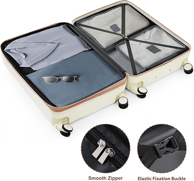 Luggage Sets 4 Piece, Hardside Suit case with TSA Lock and Cup Holder