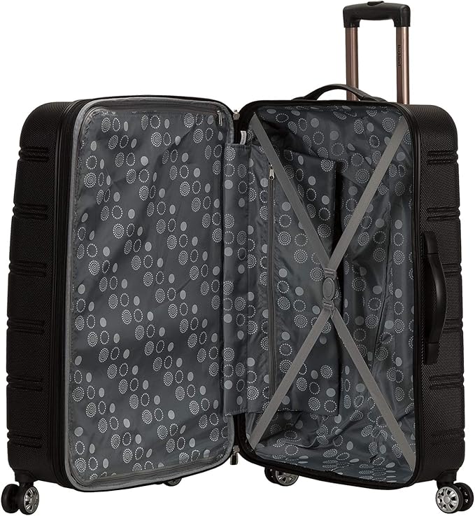 Rockland Melbourne Hardside Expandable Spinner Wheel Luggage, Black, 2 Piece (20"/28")