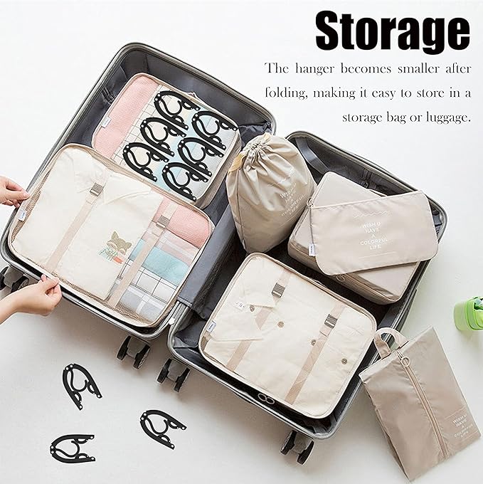 Foldable Travel Hangers Portable Plastic Folding Clothes Hangers Travel Accessories Drying Rack Folding Hangers for Traveling Camping RV Cruises Dormitory School Hotel (30, Black)