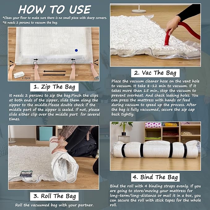 Vacuum Mattress Bag for Memory Foam and Latex - Sealed for Easy Movement, Transport and Storage (King/California King)