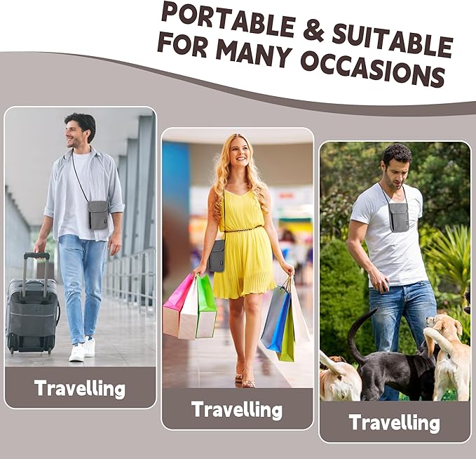 Likesing 5.5" L x 7.9" W Travel Neck Wallet, RFID Blocking Passport Holder, Security Lightweight Passport Travel Wallet, Neck Pouch Gifts for Women Men(Grey)