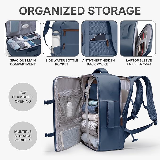 U.S. Traveler Vista Way 3-Piece Travel Set, 21-Inch Carry-on Hardside with TSA Lock, 18-Inch Travel Backpack with Laptop Sleeve, Toiletry Bag, Navy