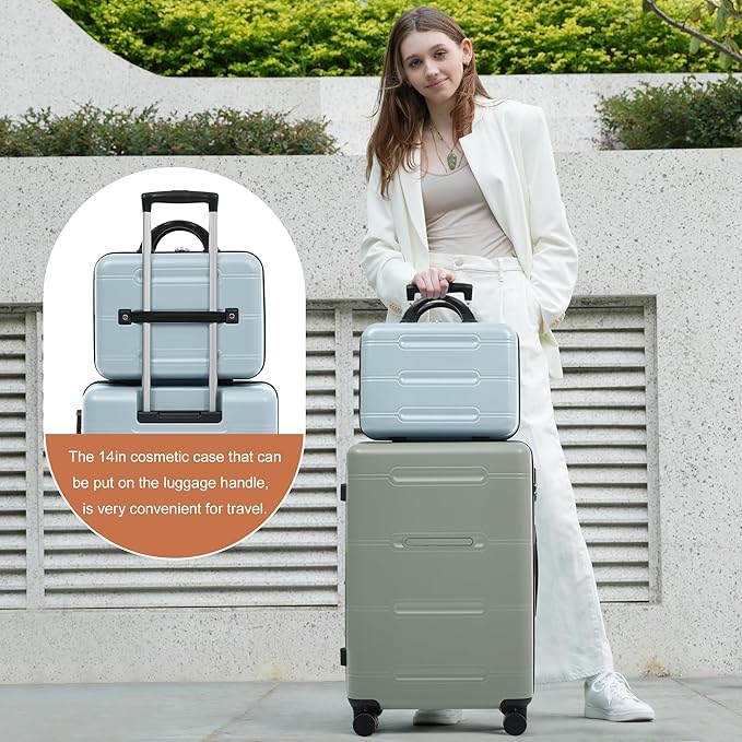6 Pcs ABS Hardshell Luggage Set Spinner Wheel Suitcase Suitcase