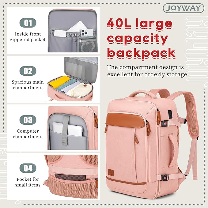 Joyway Expandable Luggage Sets 5 Piece, Lightweight Hard Shell Travel Suitcase Set with Spinner Wheels and TSA Lock (5 piece set，Pink)