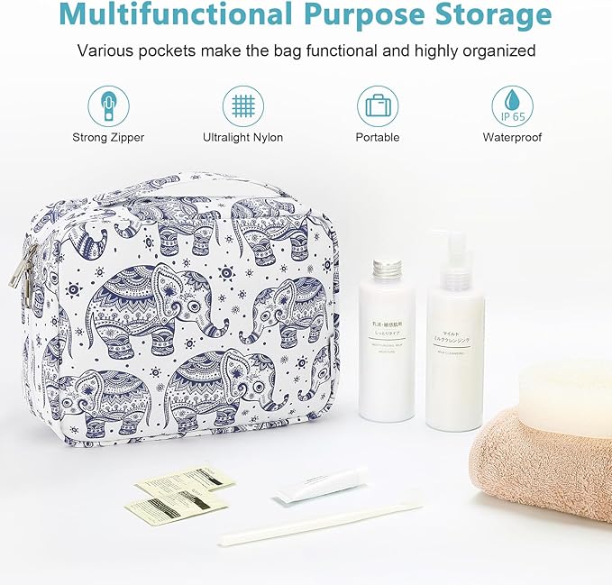 Mossio Hanging Toiletry Bag with Sturdy Hook - Large Portable Cosmetic Makeup Travel Organizer for Men & Women