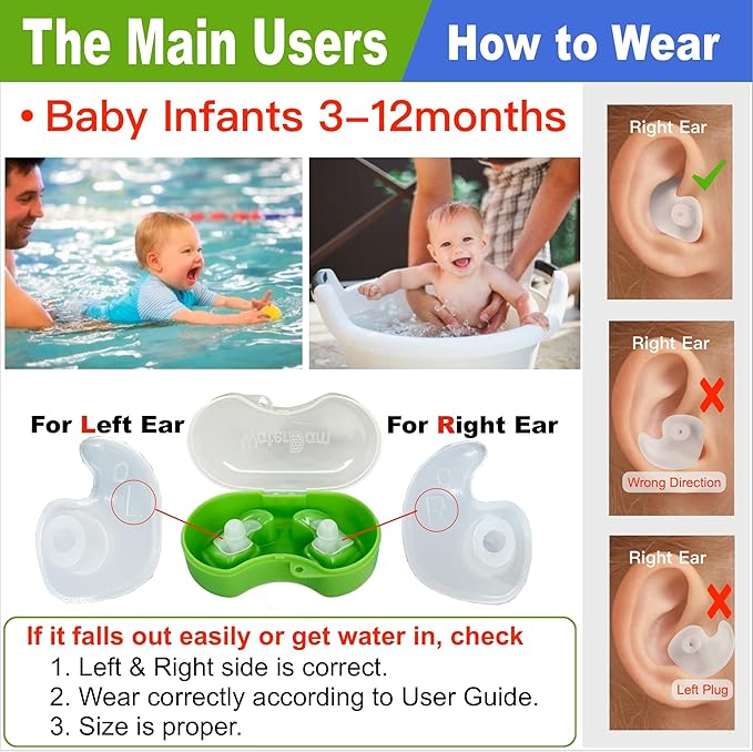 WaterDam Swimming Ear Plugs Great Waterproof Ultra Comfy Earplugs Prevent Swimmer's Ear