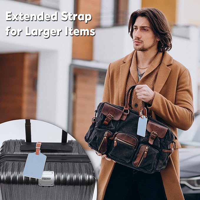 Travelambo Luggage Tags for Suitcases Faux Leather Privacy Protection 2 Pack Bag Tags Travel Accessories Essential, Cross Blue