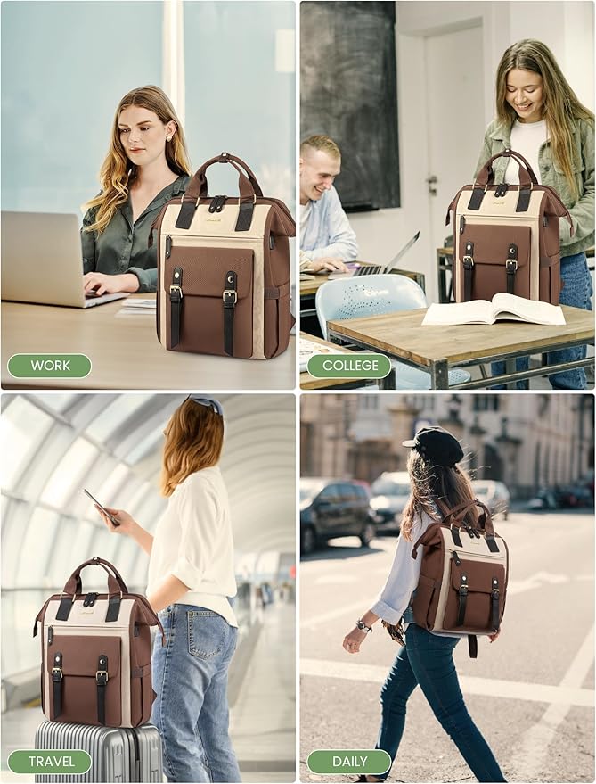 LOVEVOOK Backpack for Women, Teacher Bag Work Travel Backpack, Stylish College Laptop Backpack Purse, Business Computer Laptop Bag Nurse Bags, Casual Daypack, 17 Inch