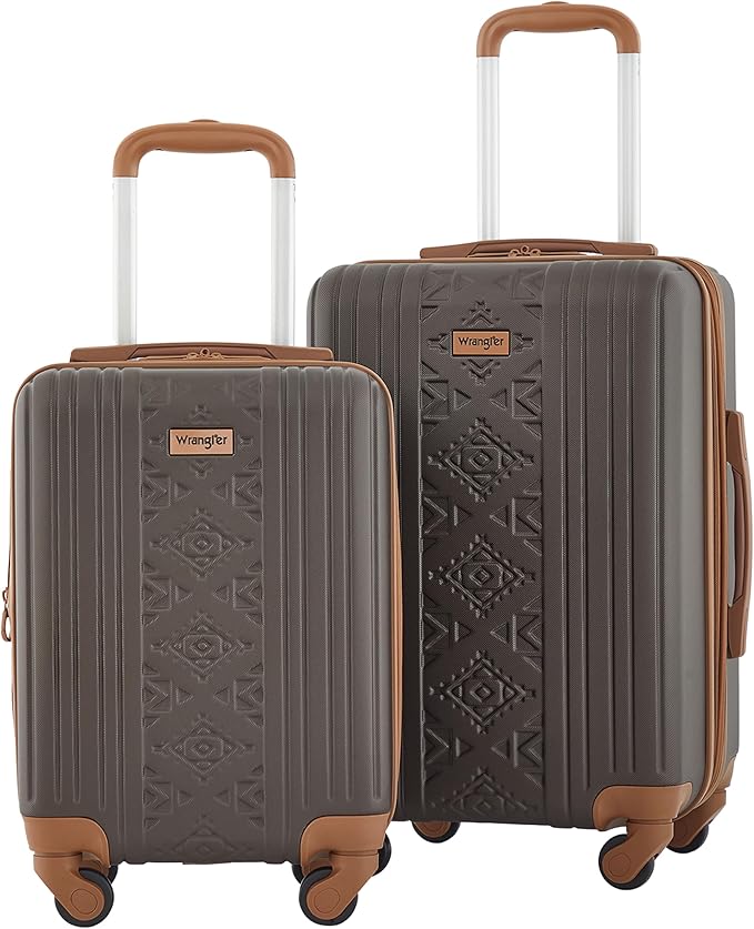 Wrangler 22" and 18" Heartland 2-Piece Carry-On Luggage Set, Chocolate