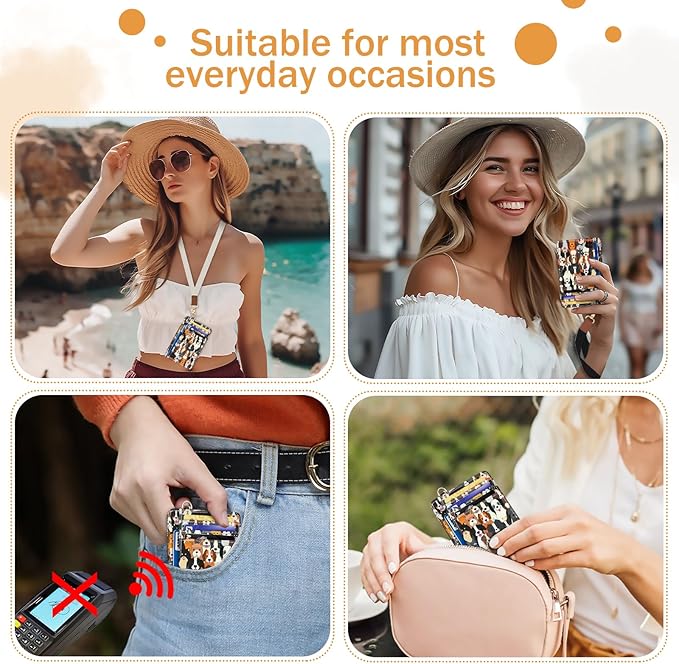 Yonlevres Credit Card Holder Slim Wallet, Puppy Dog RFID Wallet Women Front Pocket Card Holder Thin Small Cute Travel ID Window PU Leather RFID Blocking Case Organizer Purse Gift
