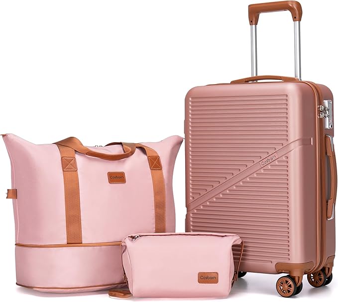 Carry On Luggage Set 22x14x9 Airline Approved, 3 Piece 20 Inch Lightweight ABS Hardside Suitcases with Wheels and TSA Lock, Durable Waterproof Travel Suitcase for Men Women