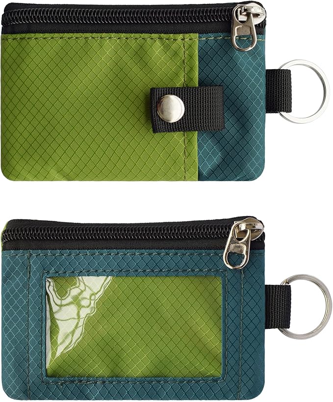 CHENSPRX Minimalist RFID Blocking Small Wallet with ID Window,WaterResistant Zip Id Case Wallet with Lanyard Keychain for Cards,Cash,Travel,Women,Men