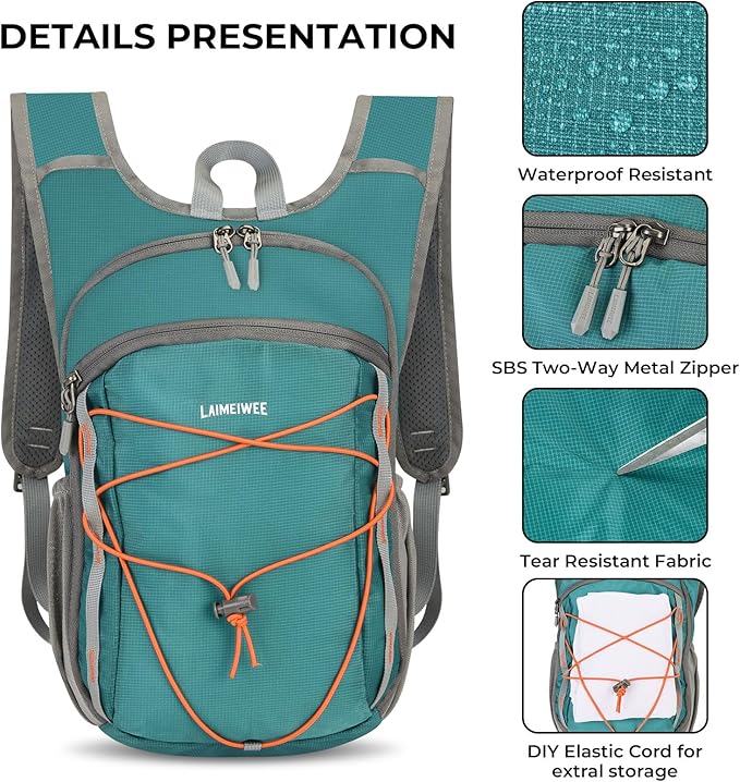 13L Small Hiking Backpack for Women Men, Lightweight Foldable Day pack, Packable Daypack for Travel, Camping (Teal)