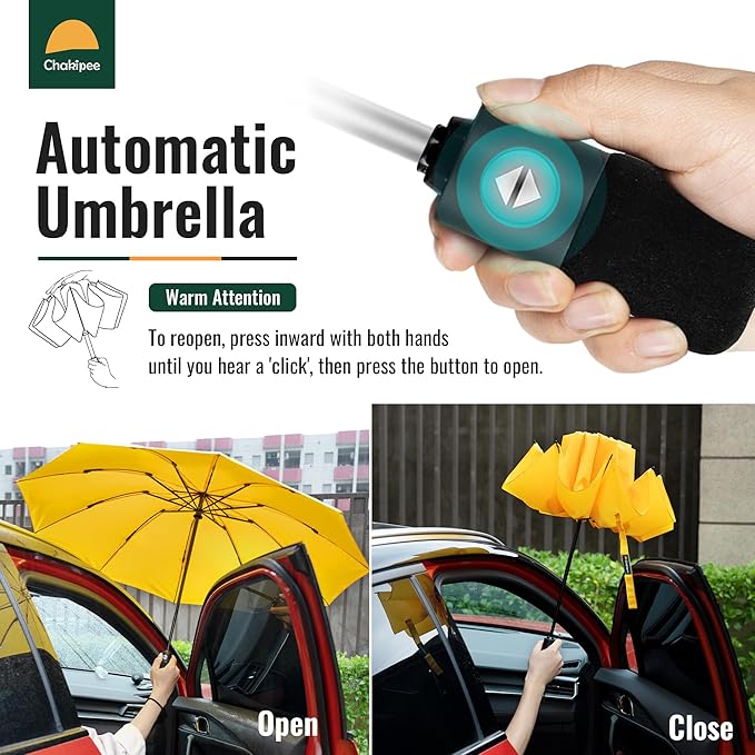 Travel Compact Umbrella Windproof - Portable Automatic Umbrellas for Rain, Inverted Folding Umbrella for Men and Women