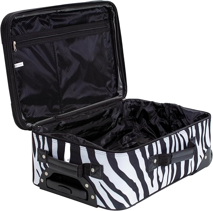 Rockland Fashion Softside Upright Luggage Set,Expandable, Zebra, 2-Piece (14/19)