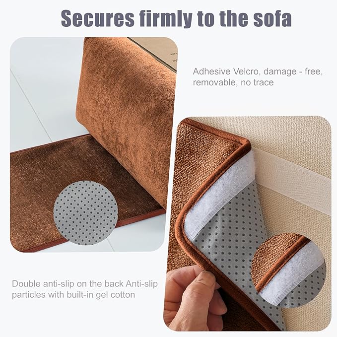 Recliner & Armchair Headrest Pillow - Non-Slip Velvet Cushion for Neck Support & Pain Relief, Brown