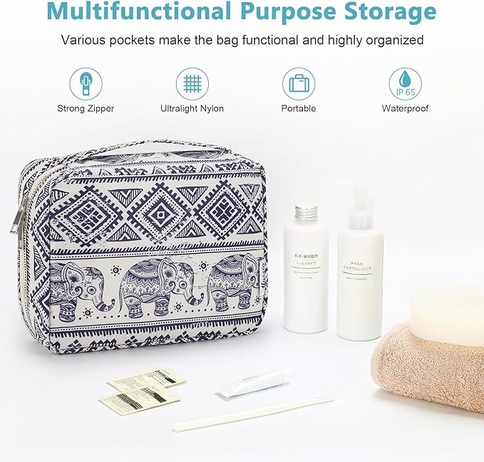 Mossio Hanging Toiletry Bag with Sturdy Hook - Large Portable Cosmetic Makeup Travel Organizer for Men & Women