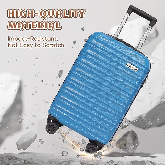 Luggage Set 3 Piece Luggage Set ABS hardshell Spinner Wheels Luggage Carry on Suitcase with Weekender bag & Toiletry bag（Skyblue）